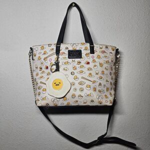 2018 gudetama sanrio loungefly egg tote bag with egg keychain